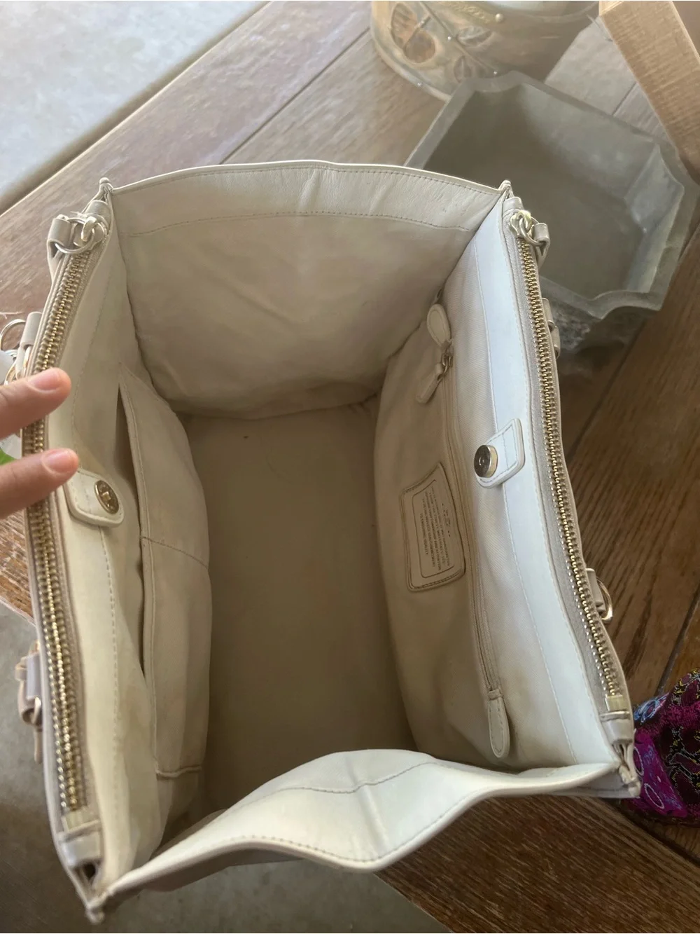 Coach Pebbled Leather Satchel in Light Taupe with Gold Hardware
